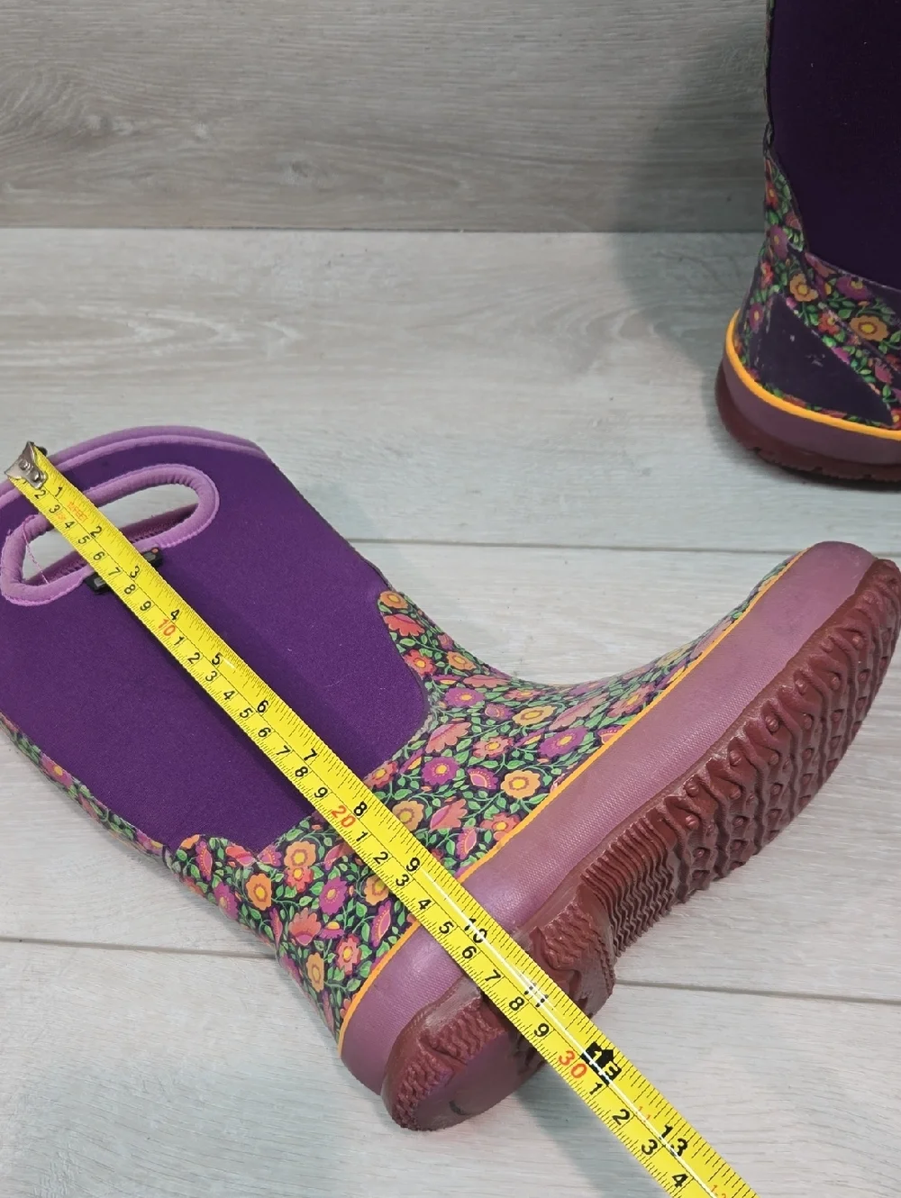 Bogs Kids' Big Girl Purple Floral Rain Boots Shoea Sz 3